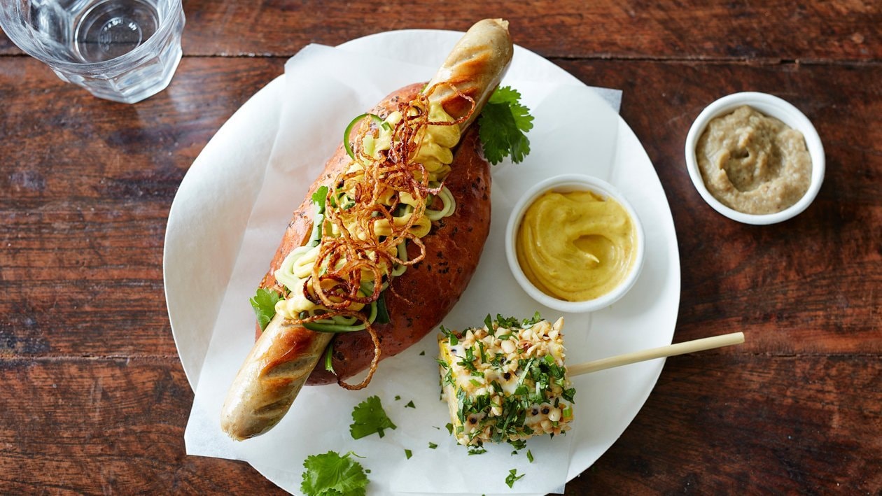 Lamb Hot Dogs with Baba Ganoush and Grilled Corn – Recipe