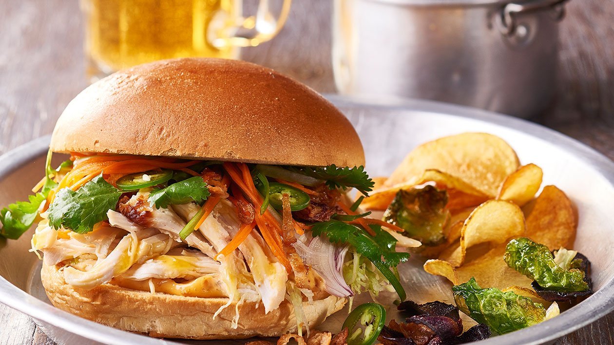 Shredded Chicken Sandwich with Chilli Jam Mayo and Viet Slaw – Recipe