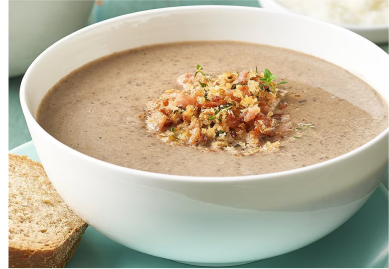 Cream of Mushroom Soup with Bacon Pangrattato