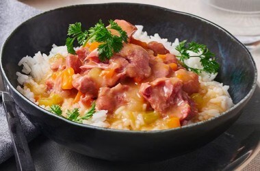 Pickled Pork with Braised Cabbage and Mustard Sauce