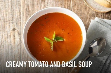 Creamy tomato and basil soup