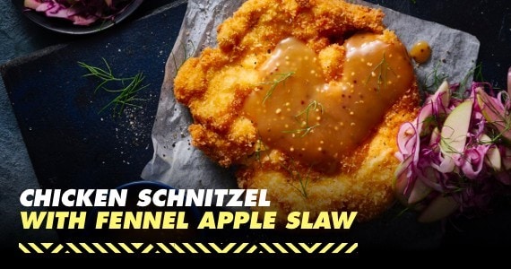 Chicken schnitzel with fennel apple slaw