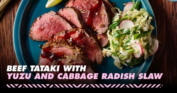 Beef Tataki with Yuzu and Cabbage Radish Slaw Beef Tataki with Yuzu and Cabbage Radish Slaw