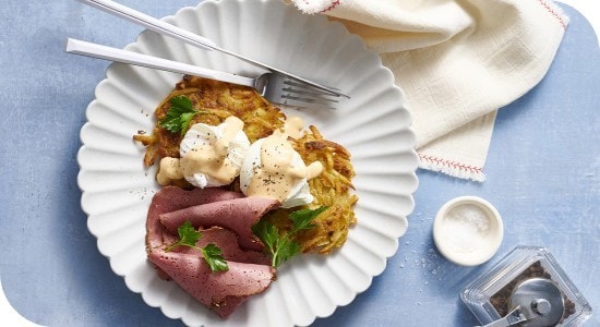 Pastrami Eggs Benedict