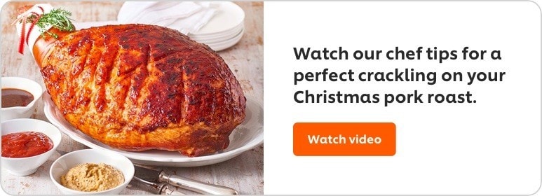 Watch our chef tips for a perfect crackling on your Christmas pork roast