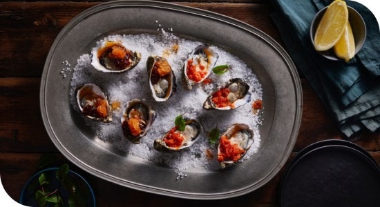 Oysters with Twin Granita Toppings
