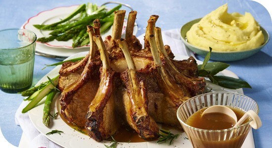 Crown roast of pork with apple cider gravy