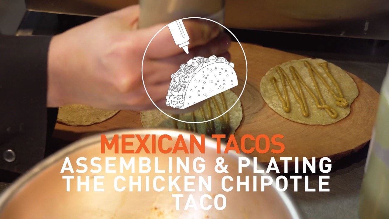 Assembling & plating the chicken chipotle tacos