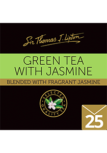 SIR THOMAS LIPTON Jasmine Green Envelope Tea 25's - Lightly scented with real Jasmine flowers, this product is individually sealed for a premium and fresher tea.