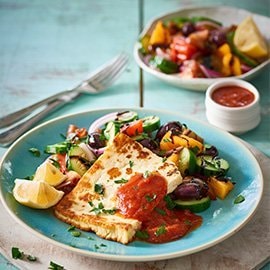 Grilled Halloumi "Schnitty" Salad