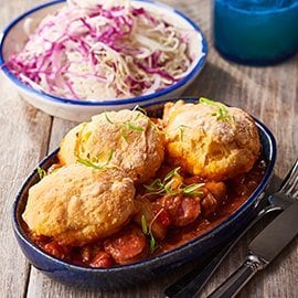 Chicken Gumbo Pie and Corn Biscuits