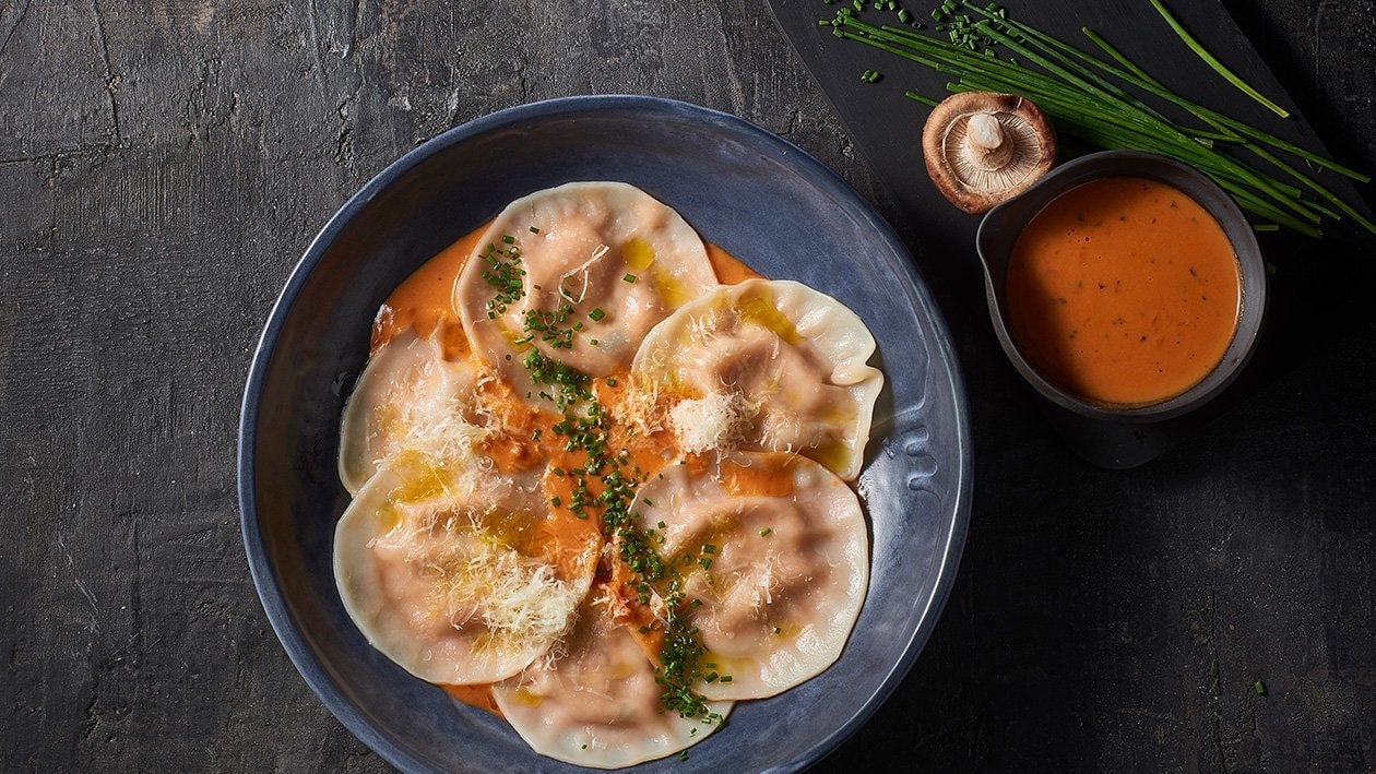 Chicken Wonton Ravioli, Parmigiana Sauce – Recipe