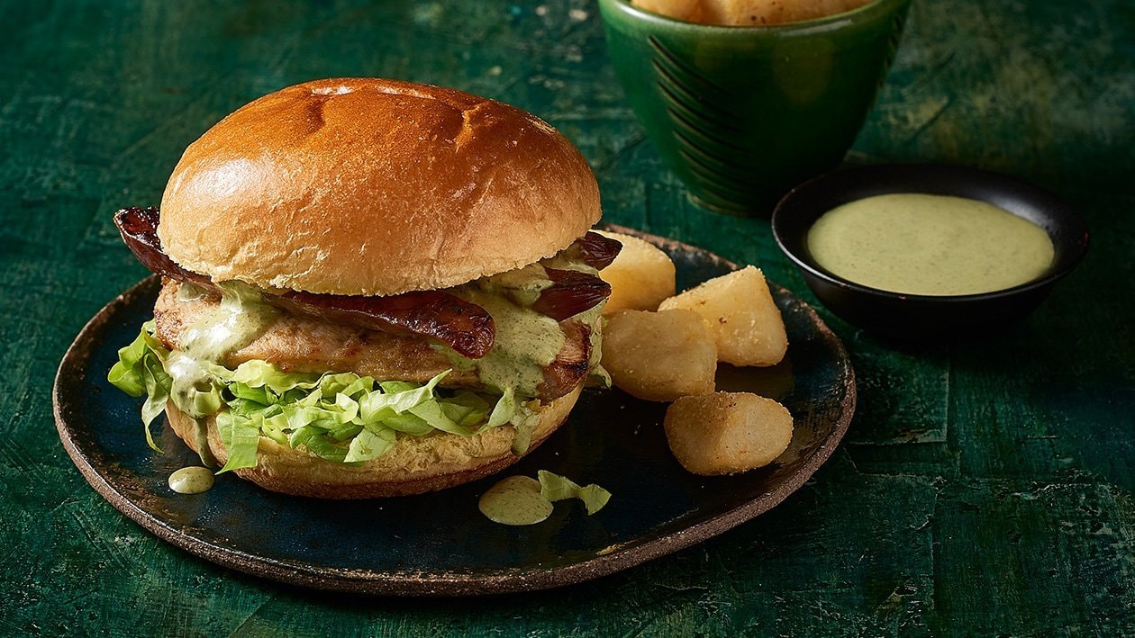 Spiced Green Goddess Chicken Burger – Recipe