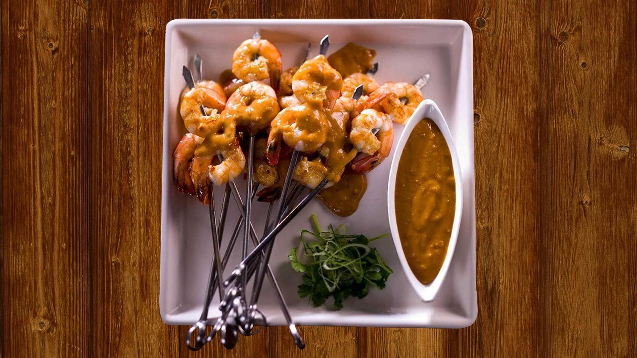 BBQ Tiger Prawns on Skewers with Malaysian Style Satay Sauce – Recipe