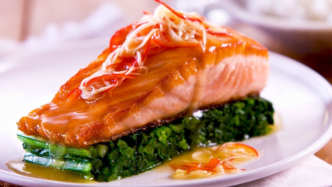 Roasted Salmon Fillet, Lemon Ginger Dressing – Recipe