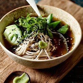 Soba Noodles with Bonito, Bok Choy and Wasabi Soba Noodles with Bonito, Bok Choy and Wasabi