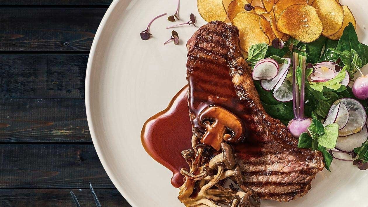 NY Steak, Shimeji Mushroom Sauce – Recipe