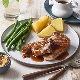 Lamb Loin Chops with Roast Potatoes and Cider Gravy Lamb Loin Chops with Roast Potatoes and Cider Gravy