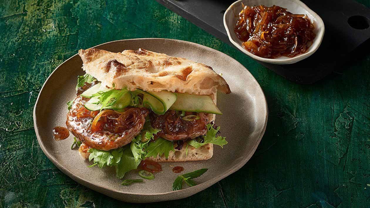 Lamb Steak Sandwich and Sticky Tomato Mint Jam – Recipe