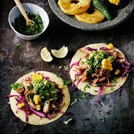Tacos with Pulled Pork and Grilled Pineapple