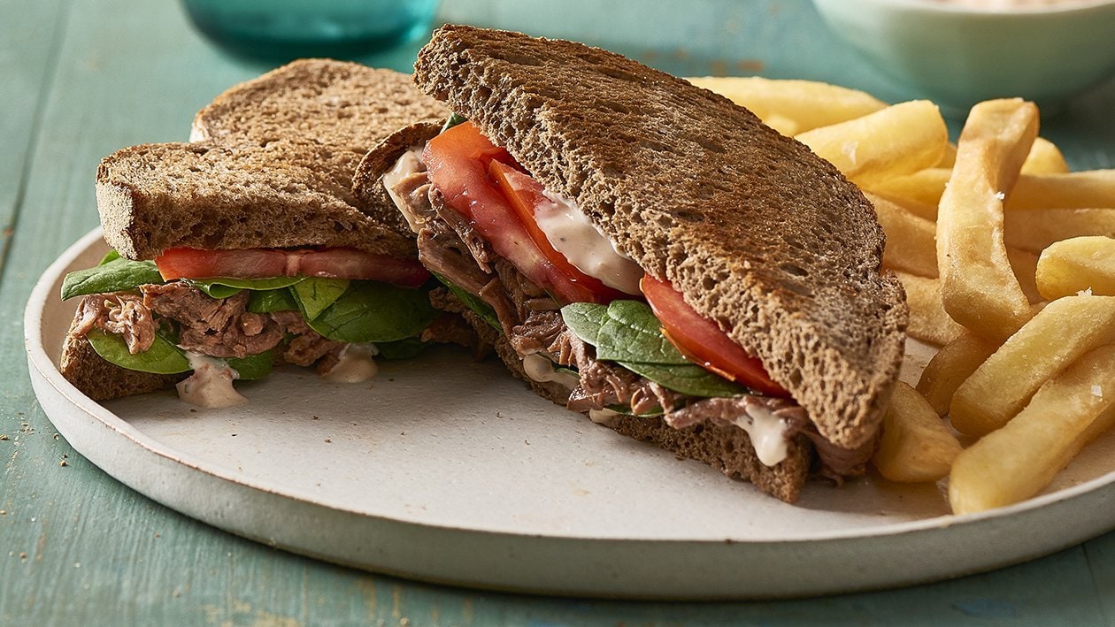 Braised Beef Sandwich with Roasted Tomato Aioli – Recipe