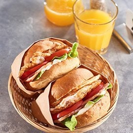 Egg and Bacon Brioche with Tomato, Butter Lettuce and Mayo Egg and Bacon Brioche with Tomato, Butter Lettuce and Mayo