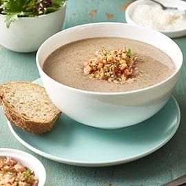 Cream of Mushroom Soup with Bacon Pangrattato Cream of Mushroom Soup with Bacon Pangrattato