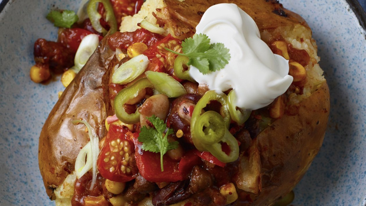 Crispy Mexican Jacket Potato – Recipe Crispy Mexican Jacket Potato – Recipe