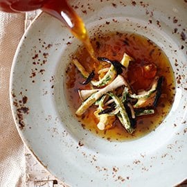Mushroom Broth with Herb Crepes Mushroom Broth with Herb Crepes