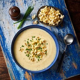 Potato & Cheese Soup, Cheesy Popcorn Potato & Cheese Soup, Cheesy Popcorn