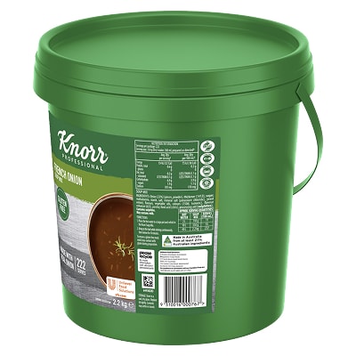 KNORR Professional French Onion Soup Mix Gluten Free 2.2kg - This KNORR Professional French Onion Gluten Free soup mix is quick & easy to use, has no added MSG and delivers an authentic homestyle taste.
