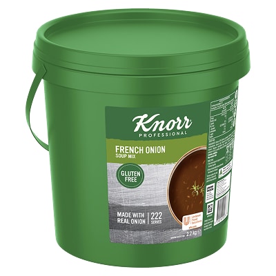 KNORR Professional French Onion Soup Mix Gluten Free 2.2kg - This KNORR Professional French Onion Gluten Free soup mix is quick & easy to use, has no added MSG and delivers an authentic homestyle taste.