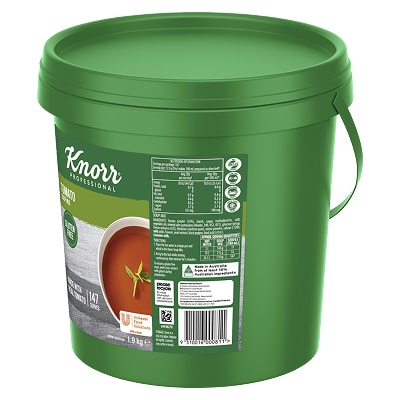 KNORR Professional Tomato Soup Mix Gluten Free 1.9kg - This KNORR Professional Tomato Gluten Free soup mix is quick & easy to use, has no added MSG and delivers an authentic homestyle taste.
