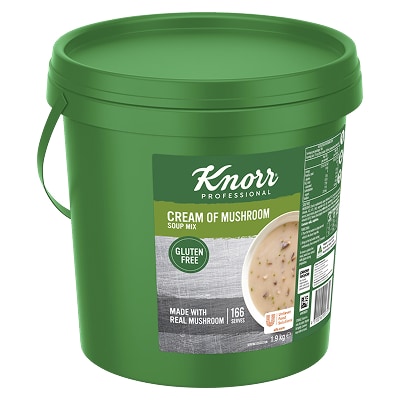 KNORR Professional Cream of Mushroom Soup Mix Gluten Free 1.9kg - This KNORR Professional Cream of Mushrooms Gluten Free soup mix is quick & easy to use, has no added MSG and delivers an authentic homestyle taste.