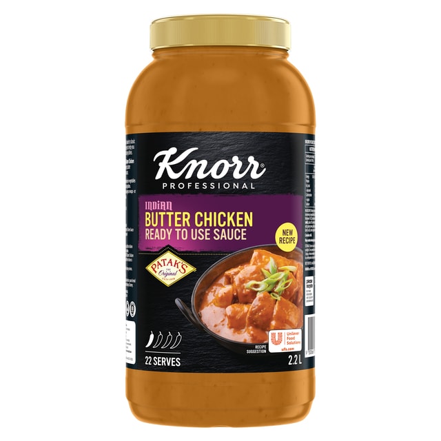 Knorr Professional Patak's Butter Chicken Sauce 2.2L - KNORR Patak's Butter Chicken Sauce offers a mild, delicious curry that residents will love.