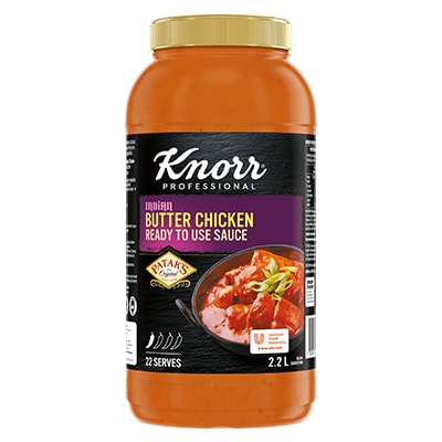 KNORR Patak's Butter Chicken Sauce 2.2L - KNORR Patak's Butter Chicken Sauce offers a mild, delicious curry that residents will love.