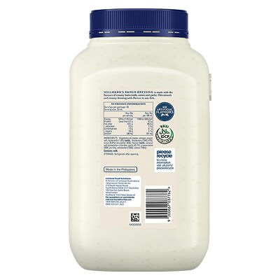 HELLMANN'S Ranch Dressing 2.55L - This premium ranch dressing with a rounded depth of flavour & classic buttermilk colour offers exceptional coating performance for tastier salads.