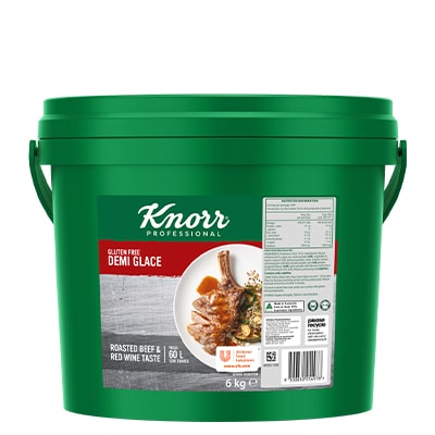 KNORR Demi Glace Gluten Free 6kg - Gluten-free with distinct notes of Australian roasted beef & red wine, this decadent Demi Glace sauce is set to impress with your signature touch.