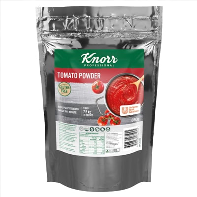 KNORR Tomato Powder 850 g - Every pack of 850 g Knorr Tomato Powder delivers 7.8 kg of consistent, rich, pulpy tomato sauce in just one minute.