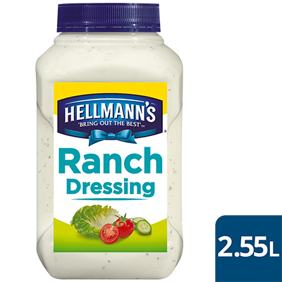 HELLMANN'S Ranch Dressing 2.55 L - This premium ranch dressing with a rounded depth of flavour & classic buttermilk colour offers exceptional coating performance for tastier salads.