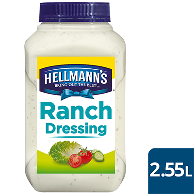 HELLMANN'S Ranch Dressing 2.55L - This premium ranch dressing with a rounded depth of flavour & classic buttermilk colour offers exceptional coating performance for tastier salads.