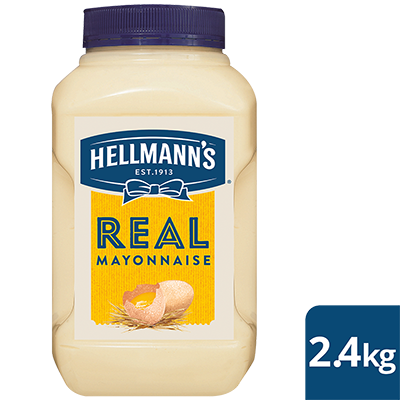 HELLMANN'S Real Mayonnaise Gluten Free 2.4kg - HELLMANN'S Real uses traditional ingredients for a scratch-made taste. It's made with 100% free-range egg yolks, vegetable oil, lemon juice and vinegar.
