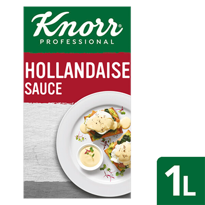 KNORR Garde d'Or Hollandaise Sauce 1 L - Made with real egg yolks for close-to-scratch taste, this sauce offers consistent quality to your breakfast menu.