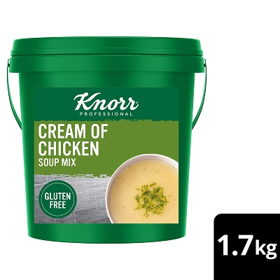 KNORR Professional Cream of Chicken Soup Mix Gluten Free 1.7kg - This KNORR Professional Cream of Chicken Gluten Free soup mix is quick & easy to use, has no added MSG and delivers an authentic homestyle taste.