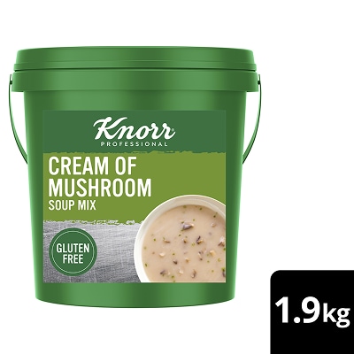 KNORR Professional Cream of Mushroom Soup Mix Gluten Free 1.9kg - This KNORR Professional Cream of Mushrooms Gluten Free soup mix is quick & easy to use, has no added MSG and delivers an authentic homestyle taste.