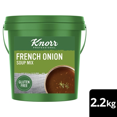 KNORR Professional French Onion Soup Mix Gluten Free 2.2kg - This KNORR Professional French Onion Gluten Free soup mix is quick & easy to use, has no added MSG and delivers an authentic homestyle taste.