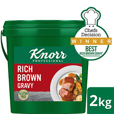 KNORR Rich Brown Gravy Gluten Free 2kg - KNORR Rich Brown Gravy delivers a smooth textured sauce that holds well and has a premium, rich meaty taste.