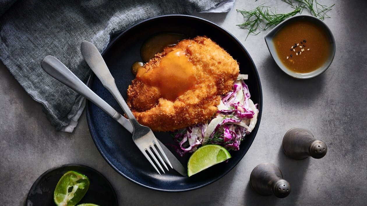 Karaage Chicken Schnitzel with Fennel Cabbage Slaw – Recipe Karaage Chicken Schnitzel with Fennel Cabbage Slaw – Recipe
