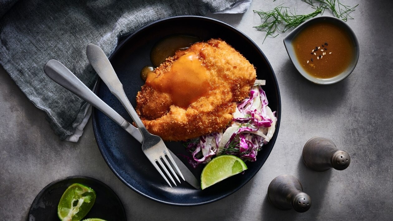 Karaage Chicken Schnitzel with Fennel Cabbage Slaw – Recipe