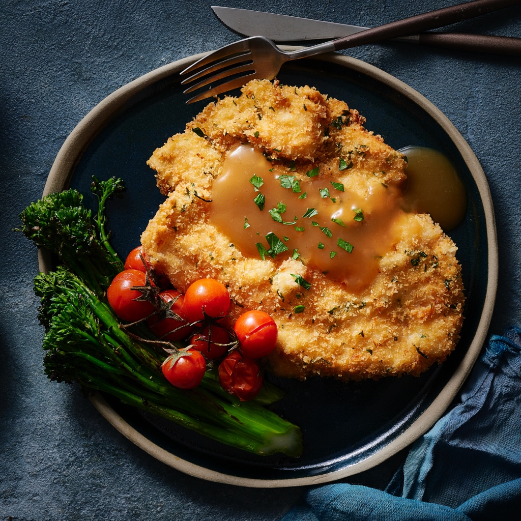 Parmesan, Lemon, and Garlic Crumbed Schnitzel Parmesan, Lemon, and Garlic Crumbed Schnitzel